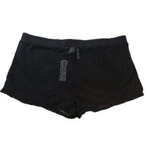 Celebrity Pink Swim XL (16-18) Black  Eyelet Smocked Shorts Beach /Pool Cover-Up